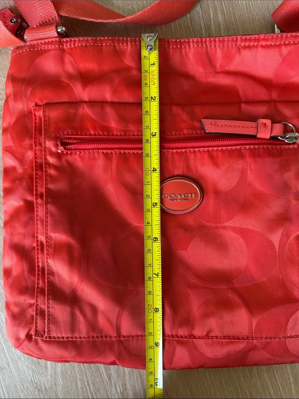 Coach Red Signature Nylon Crossbody Pouch